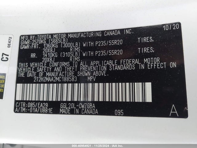 2T2HZMAA2MC188583 Lexus RX 350