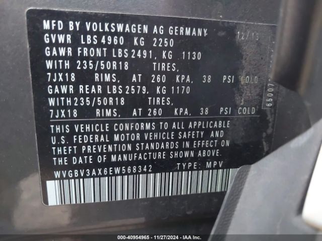 WVGBV3AX6EW568342 Volkswagen TIGUAN SE