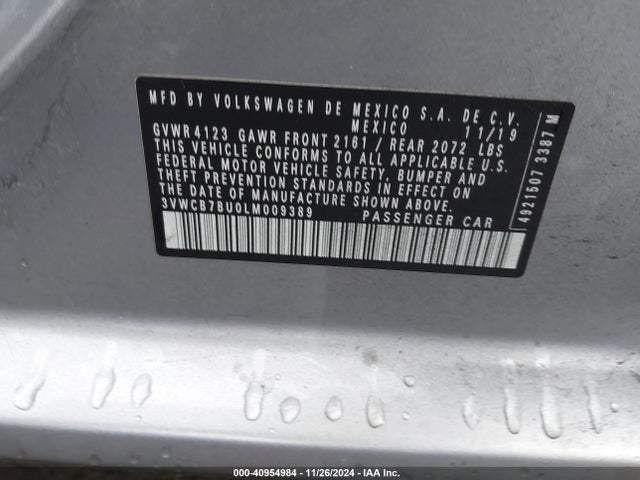 3VWCB7BU0LM009389 Volkswagen Jetta 1.4t R-line/1.4t S/1.4t Se
