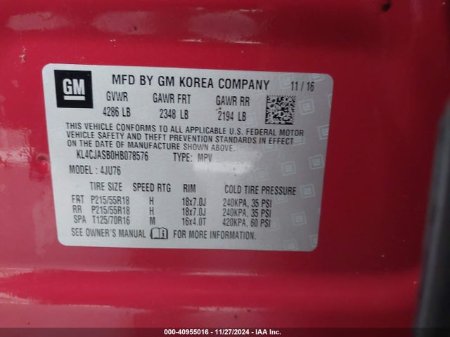 KL4CJASB0HB078576 Buick Encore Preferred