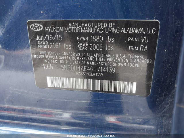 Hyundai ELANTRA SE 2016 5NPDH4AE4GH714139 Image 9