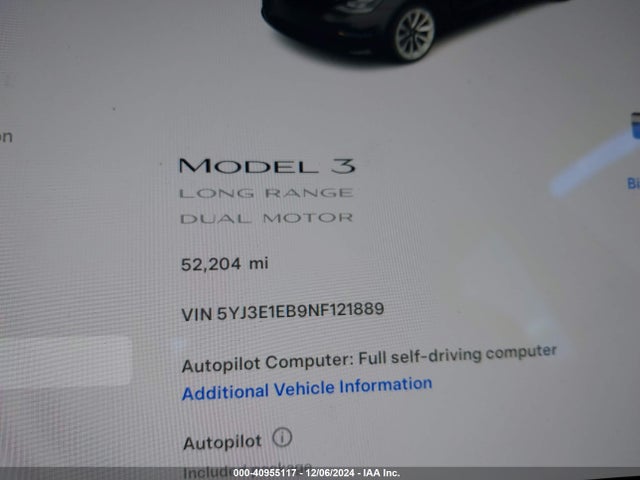 2022 TESLA MODEL 3 5YJ3E1EB9NF121889 Photo 8
