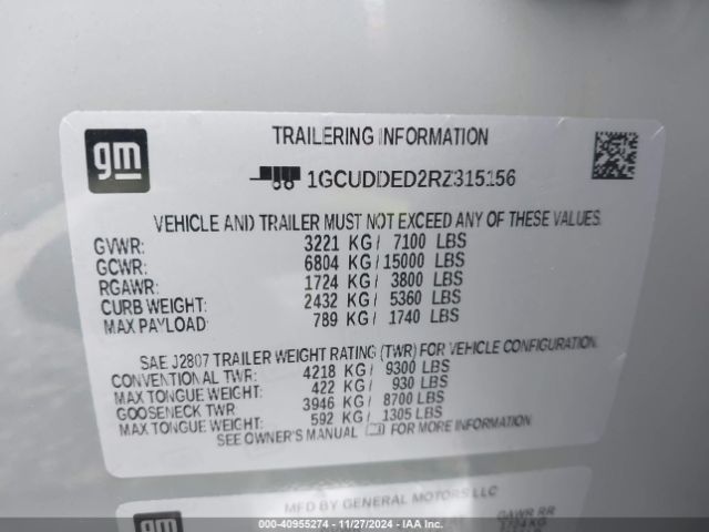 1GCUDDED2RZ315156 Chevrolet Silverado 1500 4wd  Short Bed Lt