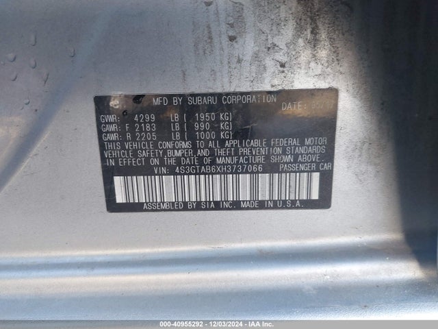 Subaru Impreza 2.0i Premium 2017 4S3GTAB6XH3737066 Image 9