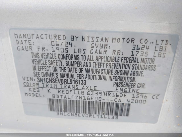 Nissan Versa 1.6 Sv 2024 3N1CN8EV0RL916133 Image 9