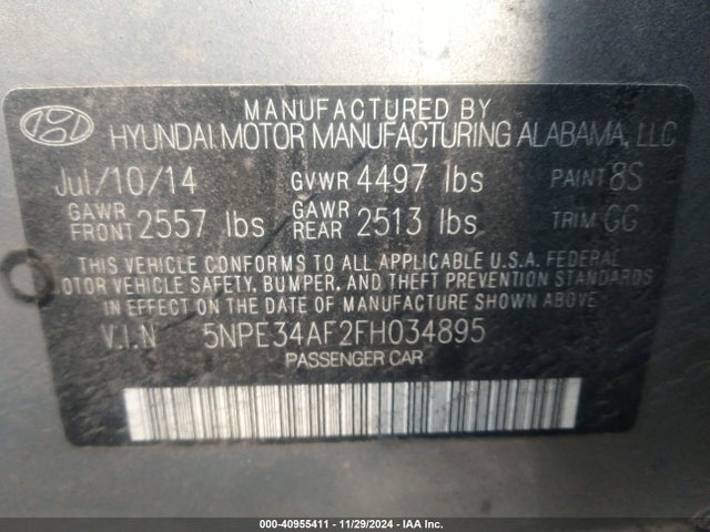 Hyundai Sonata Sport 2015 5NPE34AF2FH034895 Image 9
