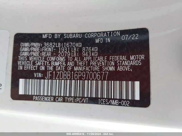 Subaru Brz Premium 2023 JF1ZDBB16P9700677 Image 9