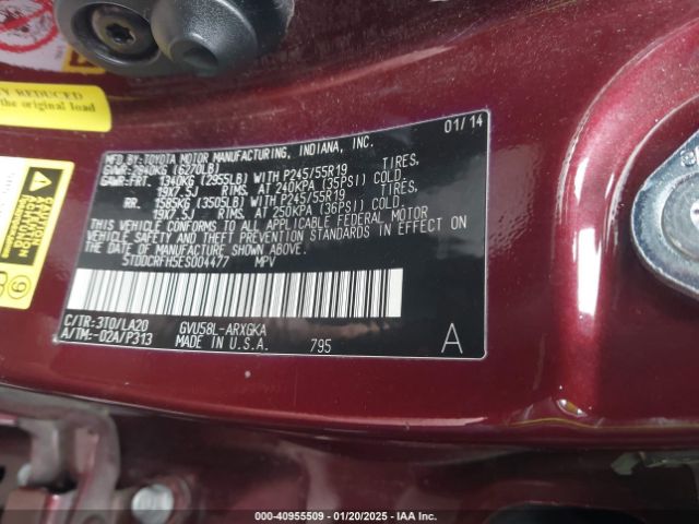 5TDDCRFH5ES004477 Toyota Highlander Hybrid Limited