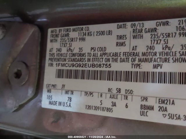 Ford ESCAPE SE 2014 1FMCU9G92EUB08755 Image 9