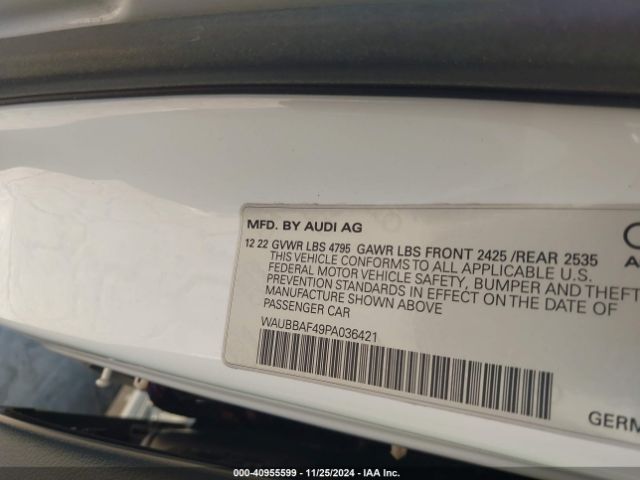 WAUBBAF49PA036421 Audi A4 Premium Plus 40 Tfsi Quattro S Tronic