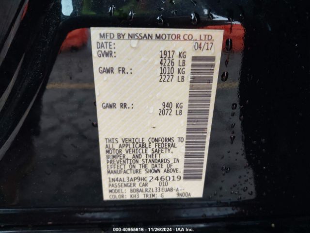 1N4AL3AP9HC246019 Nissan Altima 2.5 Sl