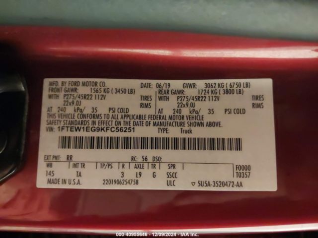 1FTEW1EG9KFC56251 Ford F-150 Limited