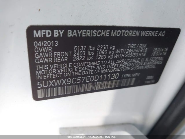 5UXWX9C57E0D11130 BMW X3 Xdrive28i