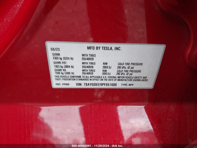 2023 TESLA MODEL Y 7SAYGDEE9PF851688 Photo 8