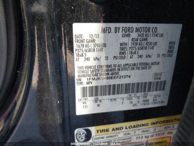1FMJK1H50EEF21374 Ford Expedition El Xlt