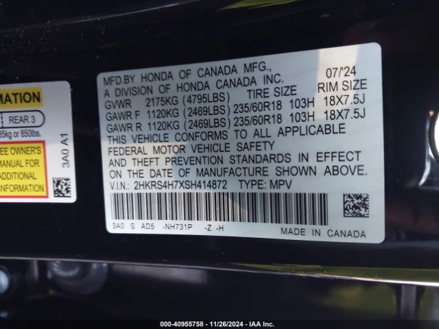 2025 HONDA CR-V 2HKRS4H7XSH414872 Photo 8