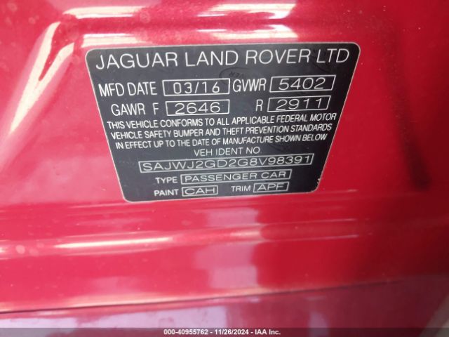 2016 JAGUAR XJ SAJWJ2GD2G8V98391 Photo 8