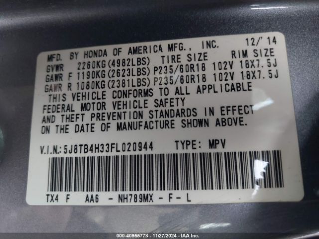 5J8TB4H33FL020944 Acura RDX