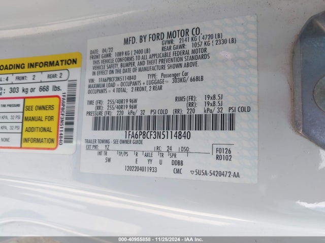 Ford Mustang Gt Premium 2022 1FA6P8CF3N5114840 Image 9