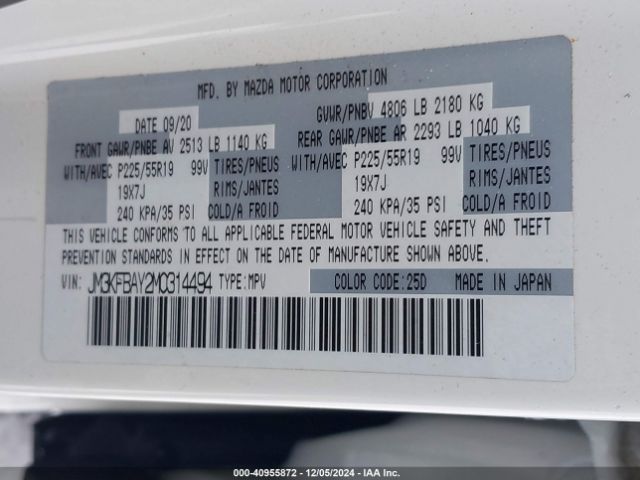 JM3KFBAY2M0314494 Mazda Cx-5 Grand Touring Reserve