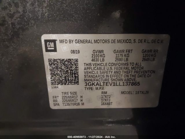 3GKALTEV1LL137865 GMC Terrain Awd Sle