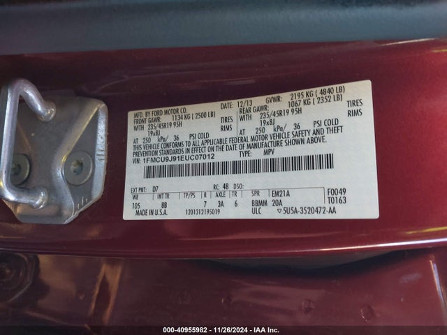 Ford Escape Titanium 2014 1FMCU9J91EUC07012 Image 9