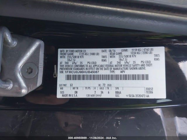 Ford Escape Titanium 2017 1FMCU0J96HUB45087 Image 9