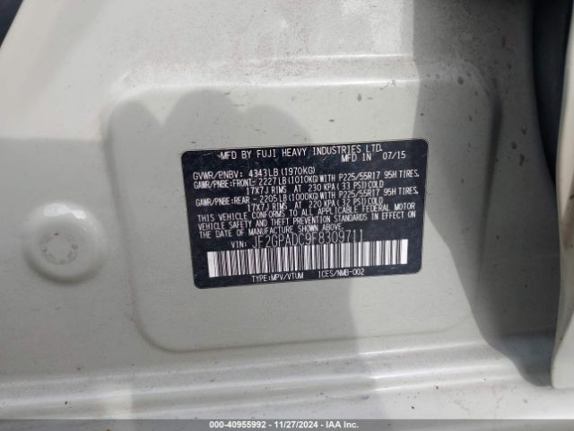 JF2GPADC9F8309711 Subaru Xv Crosstrek 2.0i Premium
