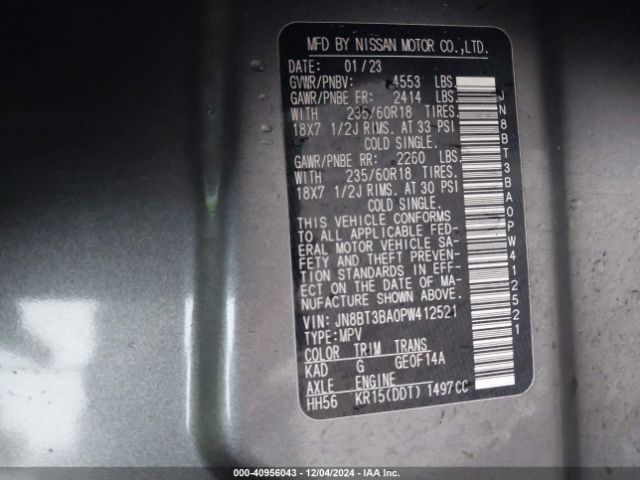 JN8BT3BA0PW412521 Nissan Rogue Sv Fwd
