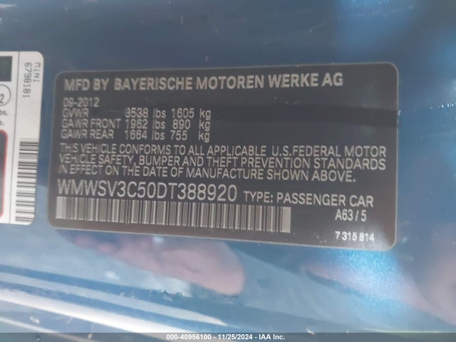 2013 MINI HARDTOP WMWSV3C50DT388920 Photo 8