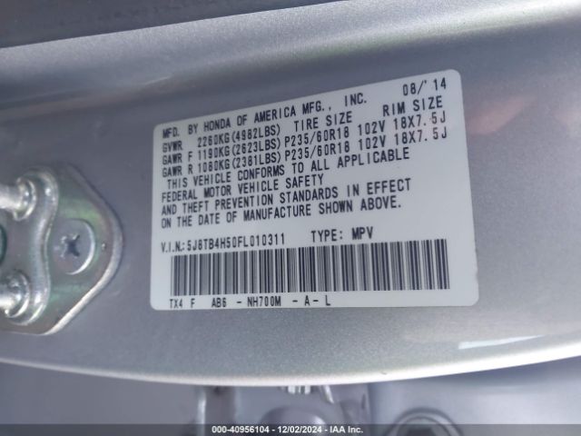 5J8TB4H50FL010311 Acura RDX
