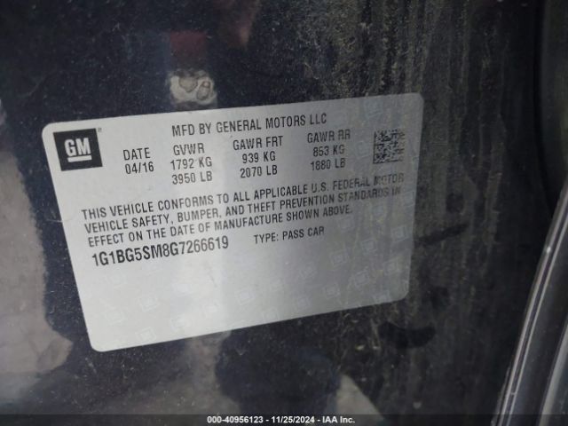 1G1BG5SM8G7266619 Chevrolet Cruze Premier Auto