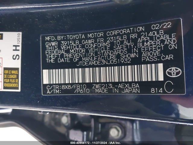 Toyota Corolla Hybrid Le 2022 JTDEAMDE3NJ051932 Image 9