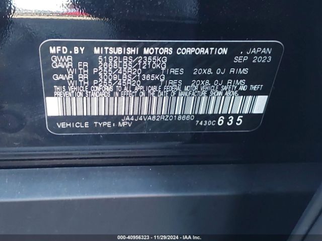 JA4J4VA82RZ018660 Mitsubishi Outlander Se 2.5