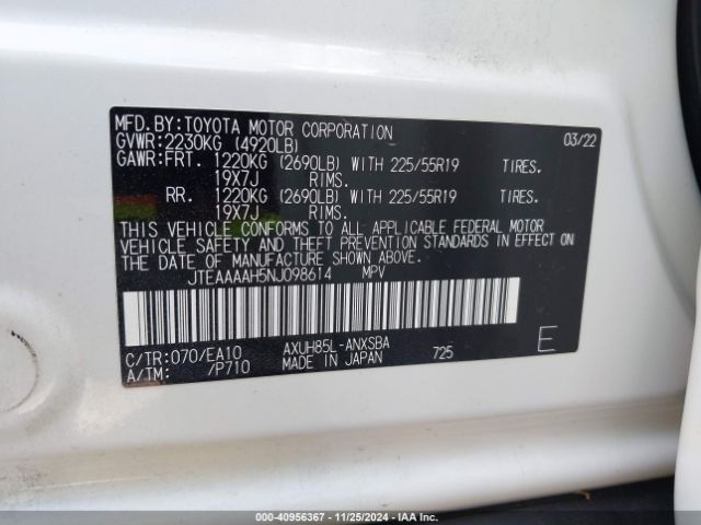 JTEAAAAH5NJ098614 Toyota Venza Limited