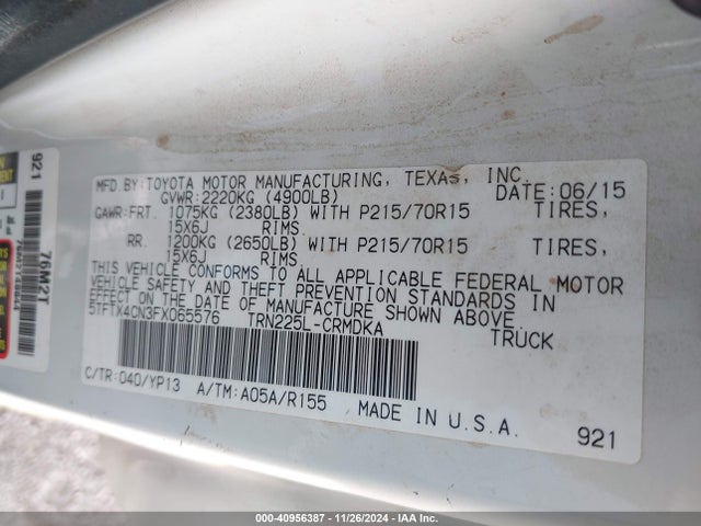 5TFTX4CN3FX065576 Toyota Tacoma