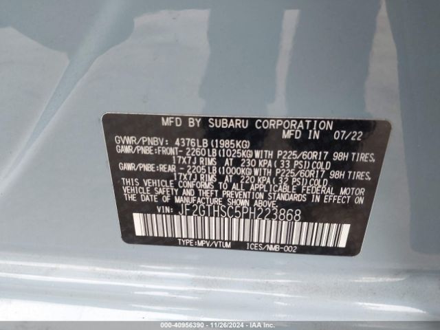 JF2GTHSC5PH223868 Subaru Crosstrek Sport