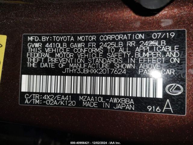JTHY3JBHXK2017624 Lexus UX 200