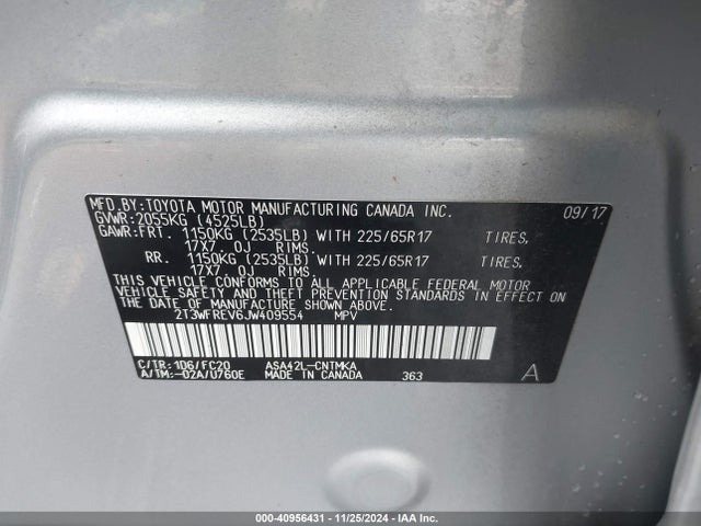 Toyota Rav4 Xle 2018 2T3WFREV6JW409554 Image 9
