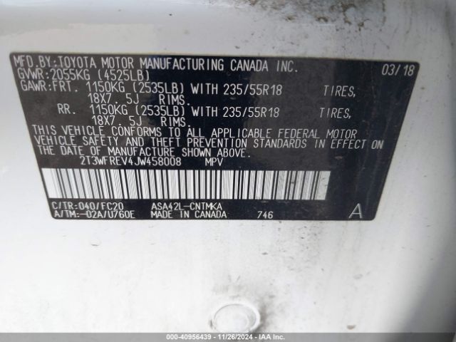 2T3WFREV4JW458008 Toyota Rav4 Adventure