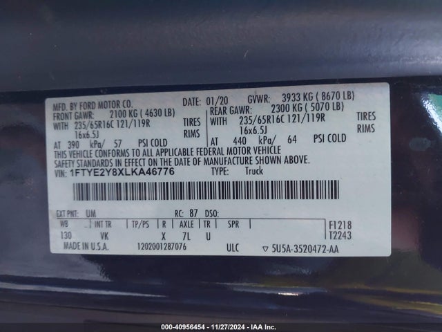 1FTYE2Y8XLKA46776 Ford Transit-150 Cargo Van