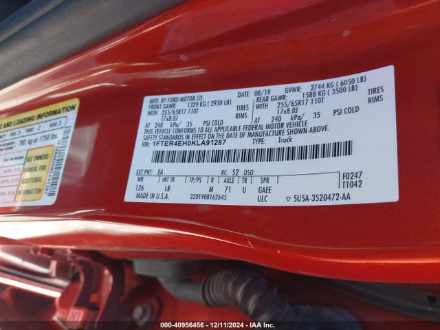 1FTER4EH0KLA91287 Ford Ranger Xlt