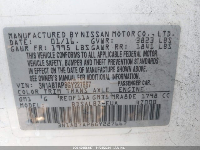 Nissan SENTRA S 2016 3N1AB7AP8GY227667 Image 9