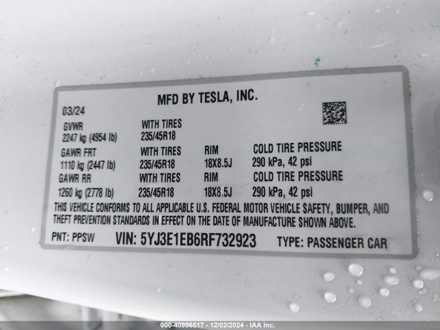 2024 TESLA MODEL 3 5YJ3E1EB6RF732923 Photo 8