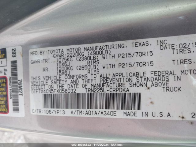 5TFTX4CN5FX058032 Toyota Tacoma