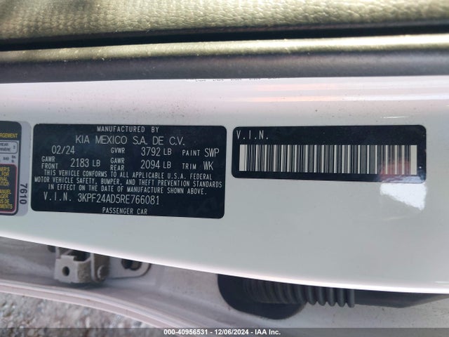 KIA Forte Lxs 2024 3KPF24AD5RE766081 Image 9
