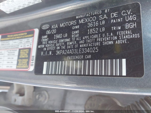 3KPA24AD3LE334025 KIA RIO S
