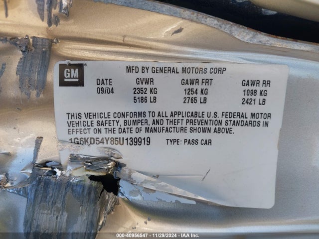 2005 CADILLAC DEVILLE 1G6KD54Y85U139919 Photo 8