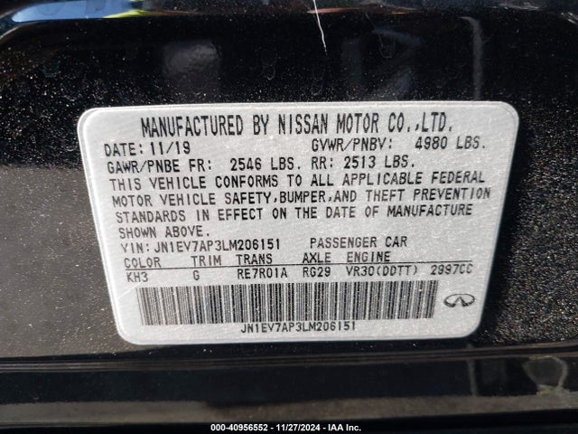 JN1EV7AP3LM206151 Infiniti Q50 LUXE