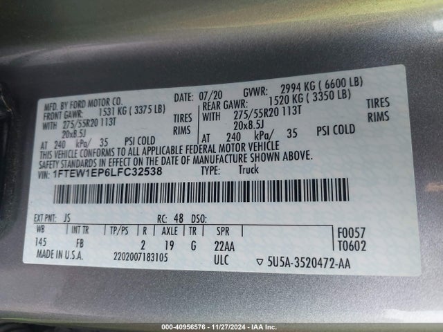Ford F-150 Xlt 2020 1FTEW1EP6LFC32538 Image 9